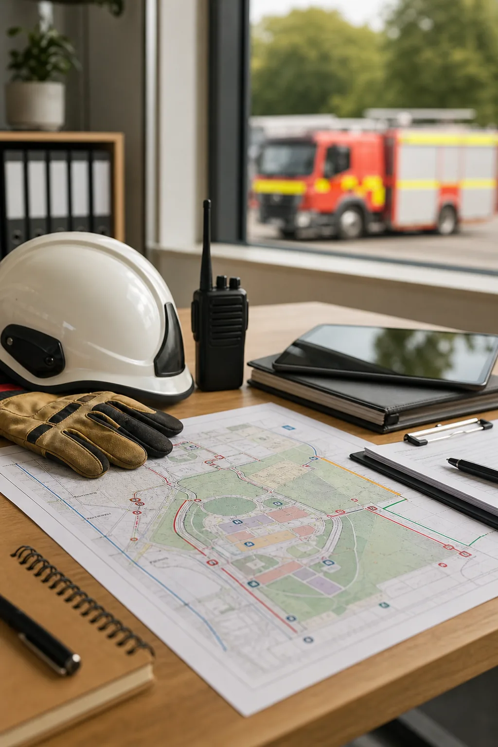 Event fire safety planning documents and radio equipment